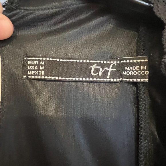 TRF (Zara) Black Midi Dress with Lace trim & tie - Picture 3 of 4